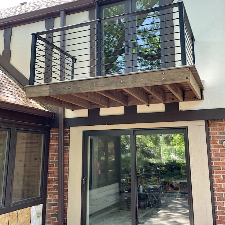 Custom wrought iron balconies traditional painted satin black