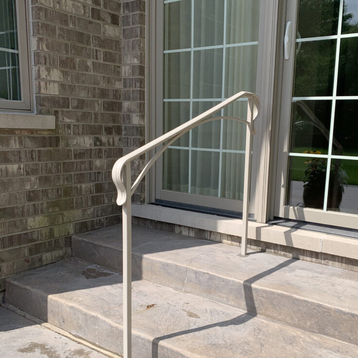 Custom wrought iron handrails minimalist painteed cream stairs one