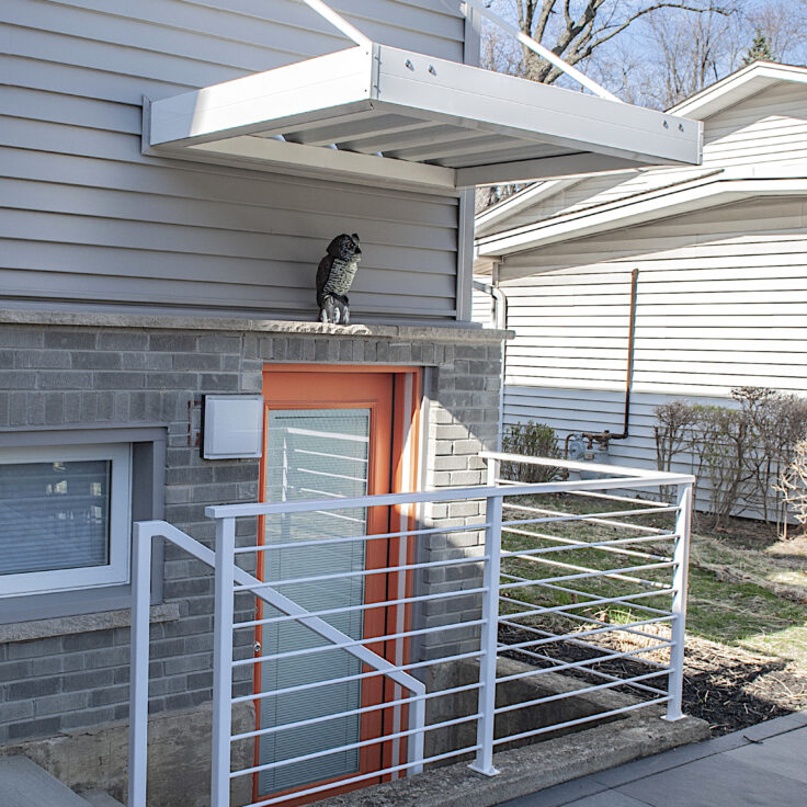 Modern aluminum awnings powder coated white in Arlington Heights